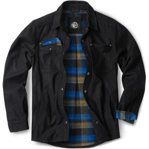 imageCQR Mens Flannel Lined Shirt Jackets Long Sleeved Rugged Plaid Cotton Brushed Suede Shirt JacketStealth Forest Oasis