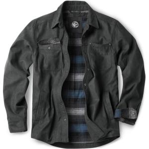 imageCQR Mens Flannel Lined Shirt Jackets Long Sleeved Rugged Plaid Cotton Brushed Suede Shirt JacketStealth Night Sky