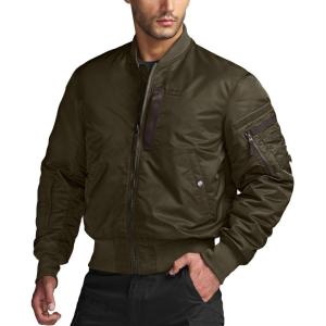 imageCQR Mens Casual Bomber Jacket Outdoor FallWinter ZipUp Windbreaker Water Resistant Padded MA1 Flight Jacket with PocketNavigator Dark Brown