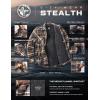 imageCQR Mens Plaid Flannel Shirt Jacket Long Sleeve Soft Warm SherpaQuilted Lined Jacket Outdoor Button UpZipFront JacketStealth Aged Barrel