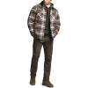 imageCQR Mens Plaid Flannel Shirt Jacket Long Sleeve Soft Warm SherpaQuilted Lined Jacket Outdoor Button UpZipFront JacketStealth Aged Barrel