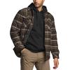 imageCQR Mens Plaid Flannel Shirt Jacket Long Sleeve Soft Warm SherpaQuilted Lined Jacket Outdoor Button UpZipFront JacketStealth Hickory Green