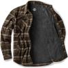imageCQR Mens Plaid Flannel Shirt Jacket Long Sleeve Soft Warm SherpaQuilted Lined Jacket Outdoor Button UpZipFront JacketStealth Hickory Green