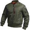 imageCQR Mens Casual Bomber Jacket Outdoor FallWinter ZipUp Windbreaker Water Resistant Padded MA1 Flight Jacket with PocketNavigator Af Army Green