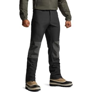 imageCQR Mens Softshell Fleece Lined Winter Hiking Pants Water Resistant Insulated Thermal Outdoor Tactical Warm Snow Ski PantsExpedition Black