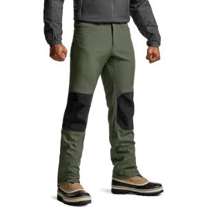 imageCQR Mens Softshell Fleece Lined Winter Hiking Pants Water Resistant Insulated Thermal Outdoor Tactical Warm Snow Ski PantsExpedition Olive