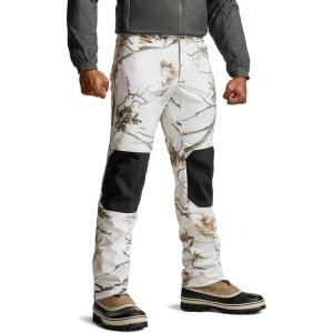 imageCQR Mens Softshell Fleece Lined Winter Hiking Pants Water Resistant Insulated Thermal Outdoor Tactical Warm Snow Ski PantsExpedition Winter Hunting Camo