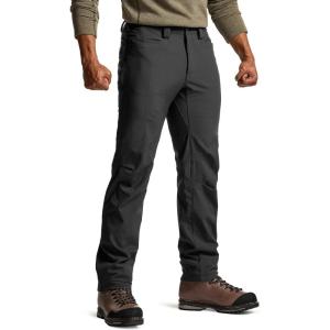 imageCQR Mens Softshell Fleece Lined Winter Hiking Pants Water Resistant Insulated Thermal Outdoor Tactical Warm Snow Ski PantsRecon Black