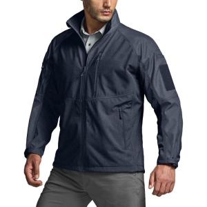 imageCQR Mens Water Resistant Tactical Softshell Jacket Fleece Lined High Neck Full Zip Wind Rain Hiking Hunting Winter OutdoorOperator X Heather Navy