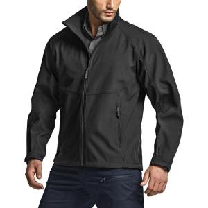 imageCQR Mens Water Resistant Tactical Softshell Jacket Fleece Lined High Neck Full Zip Wind Rain Hiking Hunting Winter OutdoorUrban Black