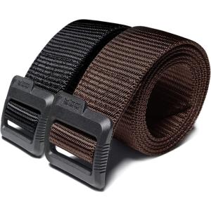 imageCQR Tactical Belt Military Style Heavy Duty Belt Webbing EDC QuickRelease Buckle2pack Flex Poly Black Brown