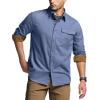 imageCQR Mens 100 All Cotton Button Down Flannel Shirts Long Sleeve Brushed Warm Soft Casual Outdoor Plaid ShirtCorduroy French Blue