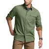 imageCQR Mens 100 All Cotton Button Down Flannel Shirts Long Sleeve Brushed Warm Soft Casual Outdoor Plaid ShirtCorduroy Moss Green