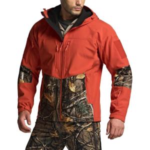 imageCQR Mens Hooded Tactical Softshell Jacket Water Resistant Fleece Lined Hoodie Winter Outdoor Hunting Hiking Rain WindOperator Orange  Hunting Camo