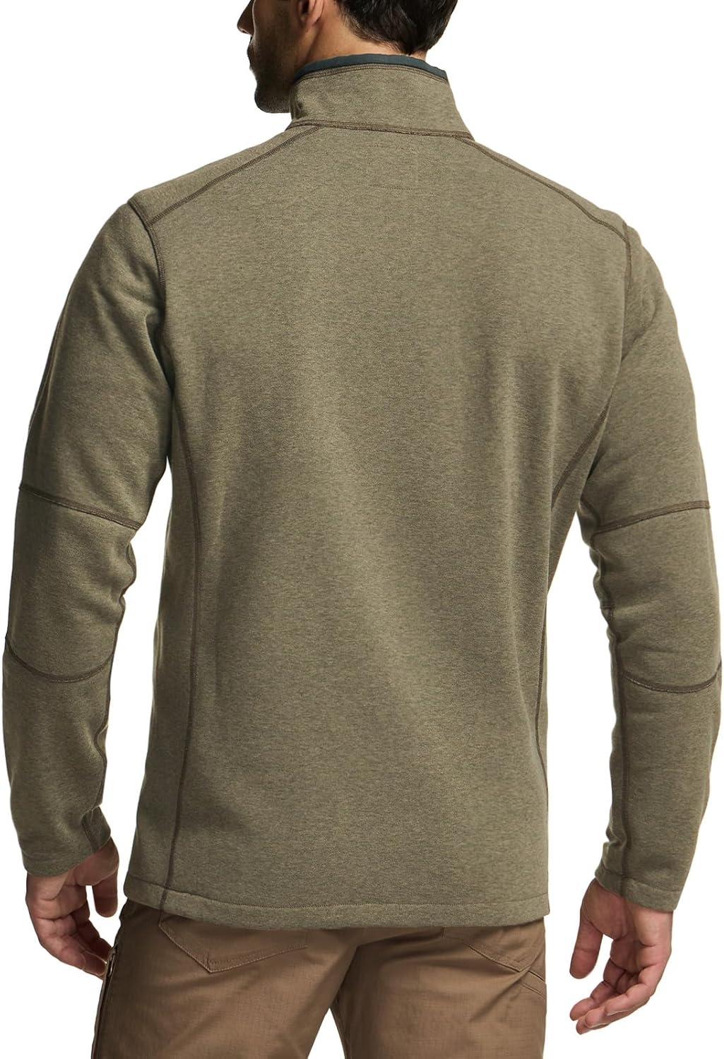 imageCQR Mens Thermal Fleece Quarter Zip Sweater Outdoor Lightweight Long Sleeve Pullover Casual Mock Neck Polo SweatersCovert Oatmeal