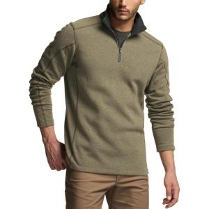 imageCQR Mens Thermal Fleece Quarter Zip Sweater Outdoor Lightweight Long Sleeve Pullover Casual Mock Neck Polo SweatersCovert Oatmeal