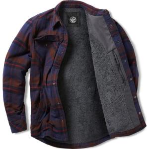 imageCQR Mens Sherpa Lined Cotton Flannel Shirt Jacket Long Sleeve Warm Winter Outdoor Plaid Button Up Jacket Coat with PocketsStealth Woods Night