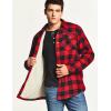 imageCQR Mens Flannel Shirt Jacket Long Sleeve Winter Warm Outdoor Casual Plaid Jacket Coat with PocketsSherpa Check Classic Red