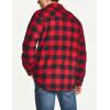 imageCQR Mens Flannel Shirt Jacket Long Sleeve Winter Warm Outdoor Casual Plaid Jacket Coat with PocketsSherpa Check Classic Red