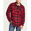 imageCQR Mens Flannel Shirt Jacket Long Sleeve Winter Warm Outdoor Casual Plaid Jacket Coat with PocketsSherpa Check Classic Red