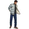 imageCQR Mens Flannel Shirt Jacket Long Sleeve Winter Warm Outdoor Casual Plaid Jacket Coat with PocketsSherpa Check Seashore