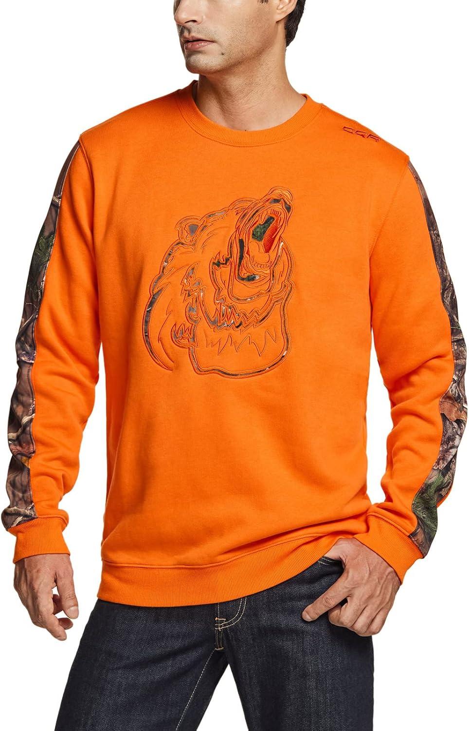 imageCQR Mens Fleece Crewneck Sweatshirt Winter Outdoor Performance Pullover Crew Fleece Lined Hunting Sweatshirts