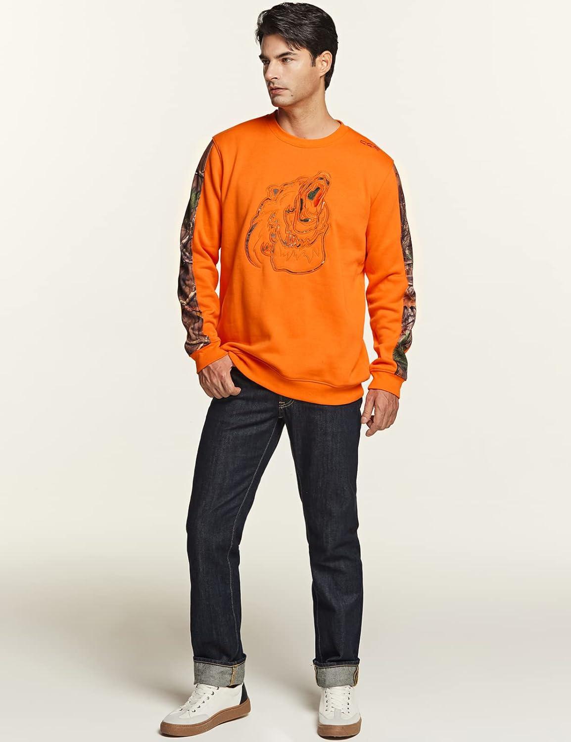 imageCQR Mens Fleece Crewneck Sweatshirt Winter Outdoor Performance Pullover Crew Fleece Lined Hunting Sweatshirts