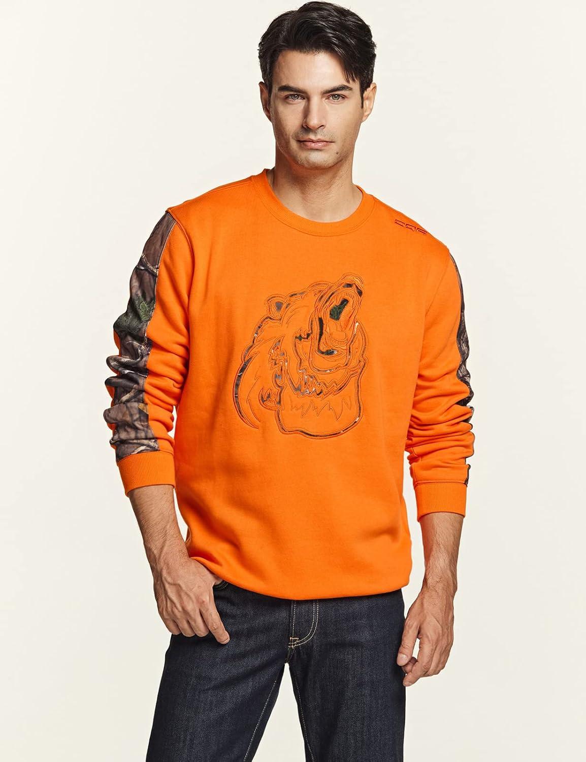imageCQR Mens Fleece Crewneck Sweatshirt Winter Outdoor Performance Pullover Crew Fleece Lined Hunting Sweatshirts