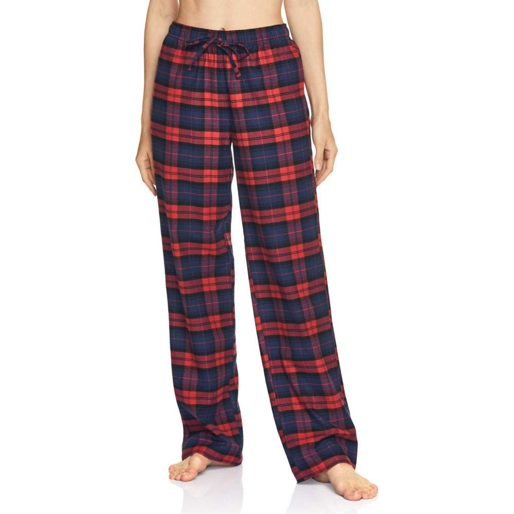 imageCQR Womens 100 Cotton Flannel Plaid Pajama Pants Brushed Soft Lounge ampamp Sleepwear PJ Bottoms with Pockets