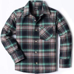 imageCQR Kids Little Boys Girls Baby Plaid Flannel Shirt Long Sleeve AllCotton Soft Brushed Casual Button Down Shirts