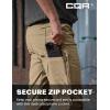 imageCQR Mens Winter Fleece Lined Pants WaterResistant Outdoor Stretch Work Pants Windproof Casual Pants with PocketsNylon Fleece Cargo Pale Khaki