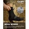 imageCQR 3 Pack Men and Women Wool Hiking Mid Calf Crew Socks Moisture Wicking Breathable Outdoor Tactical Cushion boot SocksRex Boot 10in Black