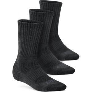 imageCQR 3 Pack Men and Women Wool Hiking Mid Calf Crew Socks Moisture Wicking Breathable Outdoor Tactical Cushion boot SocksRex Lt 85in Black