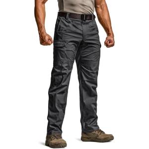 imageCQR Mens Utility Flex Cargo Pants ClassicFit Casual Stretch Work Pants Water Resistant Lightweight Tactical Hiking PantsSentinel Lib Black