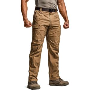imageCQR Mens Utility Flex Cargo Pants ClassicFit Casual Stretch Work Pants Water Resistant Lightweight Tactical Hiking PantsSentinel Lib Cougar