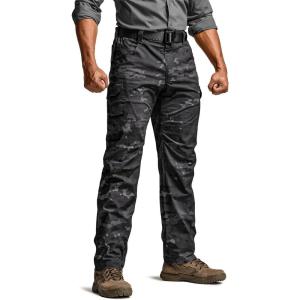 imageCQR Mens Utility Flex Cargo Pants ClassicFit Casual Stretch Work Pants Water Resistant Lightweight Tactical Hiking PantsTac Utility Camo Black