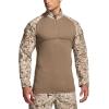 imageCQR Mens Combat Shirt Tactical 14 Zip Long Sleeve Military BDU Shirts Camo EDC Top with PocketsMilitary Print Shirts Marine Desert