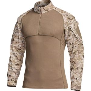 imageCQR Mens Combat Shirt Tactical 14 Zip Long Sleeve Military BDU Shirts Camo EDC Top with PocketsMilitary Print Shirts Marine Desert