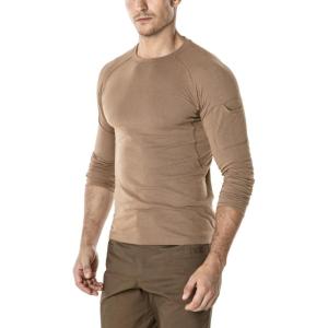 imageCQR Mens Combat Shirt Tactical 14 Zip Long Sleeve Military BDU Shirts Camo EDC Top with PocketsTacti Dri Coyote