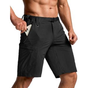 imageCQR Mens Quick Dry Stretch Hiking Cargo Shorts Lightweight Water Resistant Tactical Casual Golf amp Outdoor with PocketsPeak Black