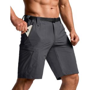 imageCQR Mens Quick Dry Stretch Hiking Cargo Shorts Lightweight Water Resistant Tactical Casual Golf amp Outdoor with PocketsPeak Carbon Grey