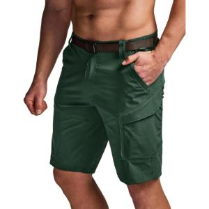 imageCQR Mens Quick Dry Stretch Hiking Cargo Shorts Lightweight Water Resistant Tactical Casual Golf amp Outdoor with PocketsShendo Trail WBelt Jade Green