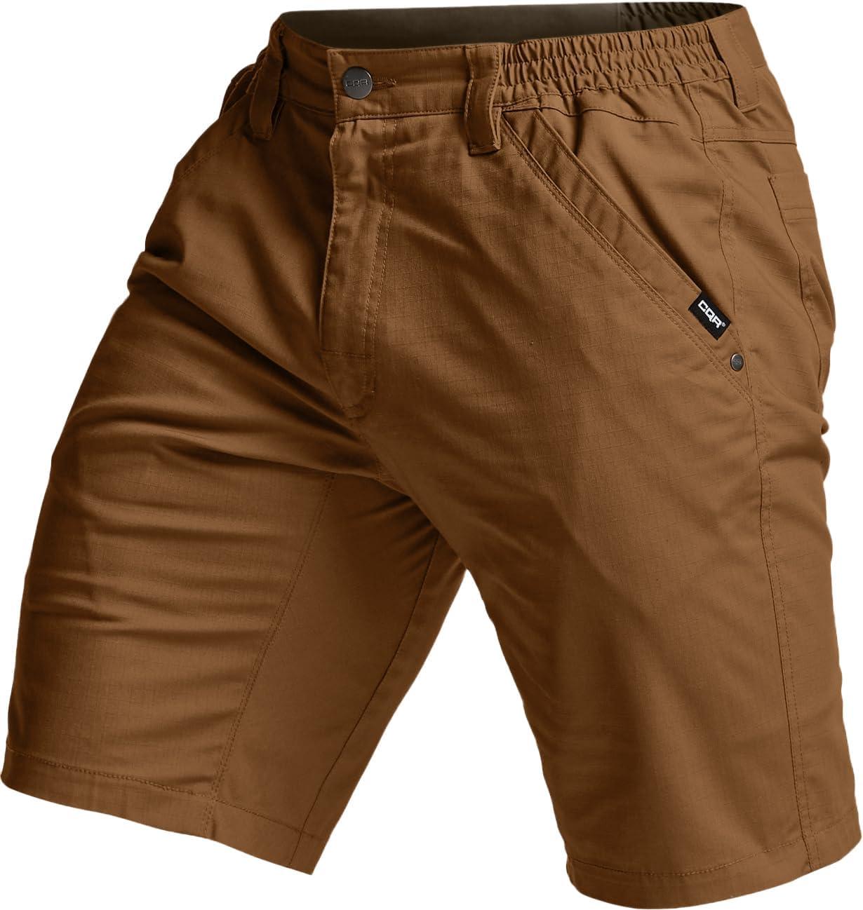 imageCQR Mens Flex Casual Cargo Shorts Lightweight Water Resistant Golf Shorts Stretch Tactical Work Shorts with MultiPocketNegotiator Copper Brown