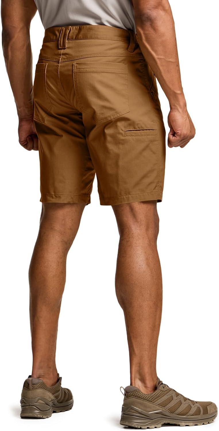 imageCQR Mens Flex Casual Cargo Shorts Lightweight Water Resistant Golf Shorts Stretch Tactical Work Shorts with MultiPocketNegotiator Copper Brown