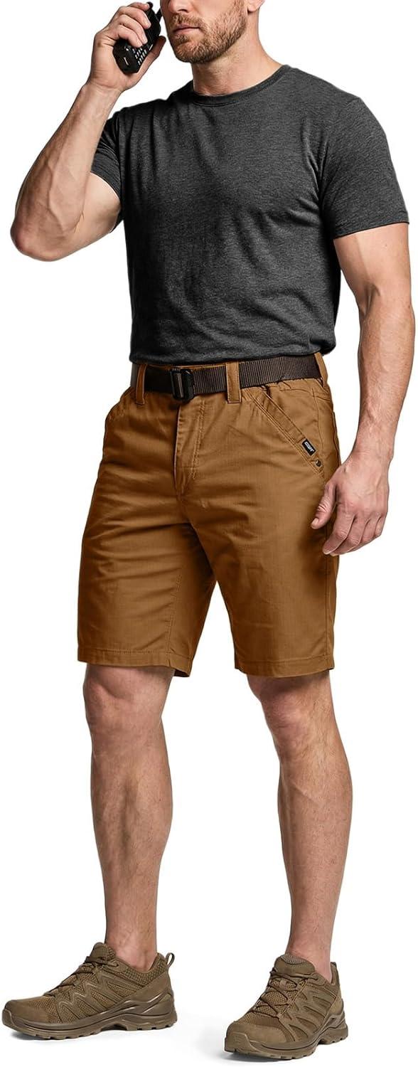 imageCQR Mens Flex Casual Cargo Shorts Lightweight Water Resistant Golf Shorts Stretch Tactical Work Shorts with MultiPocketNegotiator Copper Brown