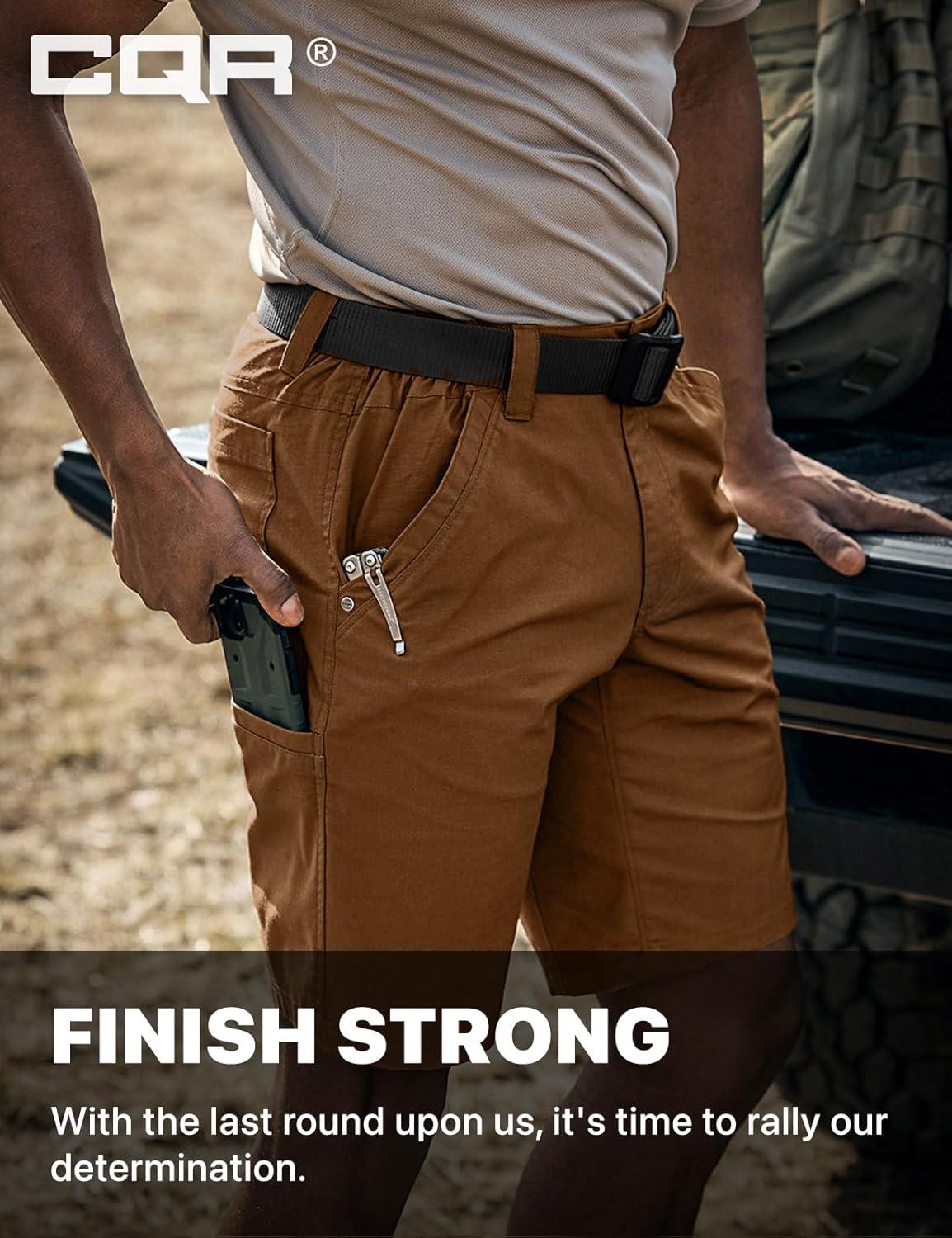 imageCQR Mens Flex Casual Cargo Shorts Lightweight Water Resistant Golf Shorts Stretch Tactical Work Shorts with MultiPocketNegotiator Copper Brown