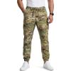 imageCQR Mens Flex Lightweight Joggers Elastic Waist Drawstring Casual Pants Tapered Fit Water Resistant Outdoor Cargo PantsSquad Utility Camo