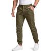 imageCQR Mens Flex Lightweight Joggers Elastic Waist Drawstring Casual Pants Tapered Fit Water Resistant Outdoor Cargo PantsEssential Soil Green