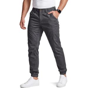 imageCQR Mens Flex Lightweight Joggers Elastic Waist Drawstring Casual Pants Tapered Fit Water Resistant Outdoor Cargo PantsEssential Charcoal