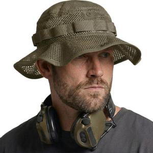 imageCQR Mens Tactical Boonie Hat Breathable Packable Sun Hat for Hunting Hiking Fishing Shooting and Outdoor ActivitiesSniper Soil Green